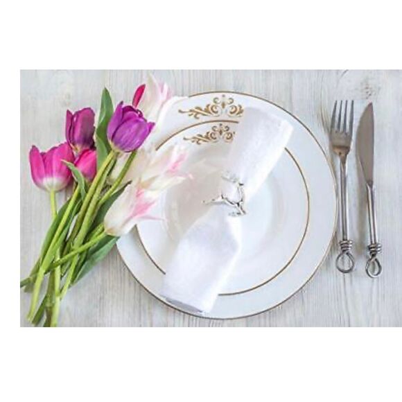 Set (6) Silver REINDEER NAPKIN RINGS Holders Holiday Christmas Table Decor 2.25" - Picture 11 of 13